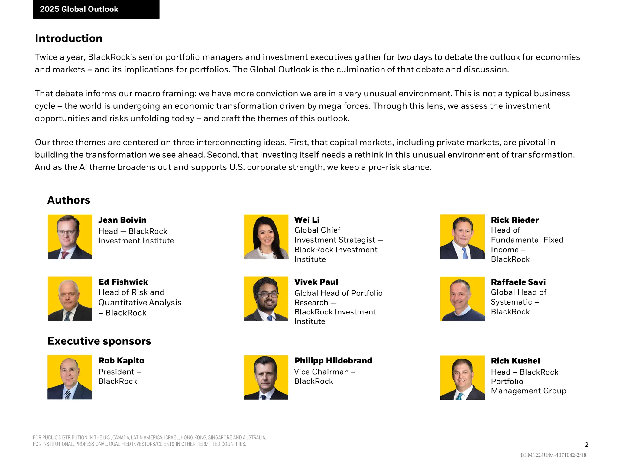 BlackRock - Global Outlook 2025: Building the transformation | PDF