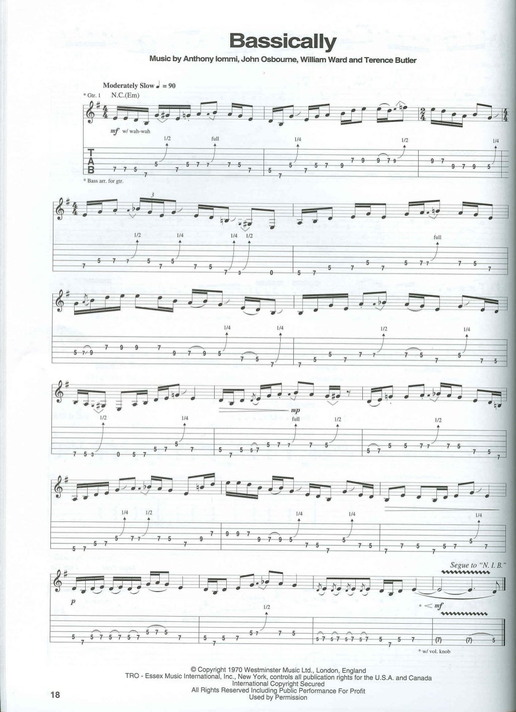 black sabbath changes acoustic tab