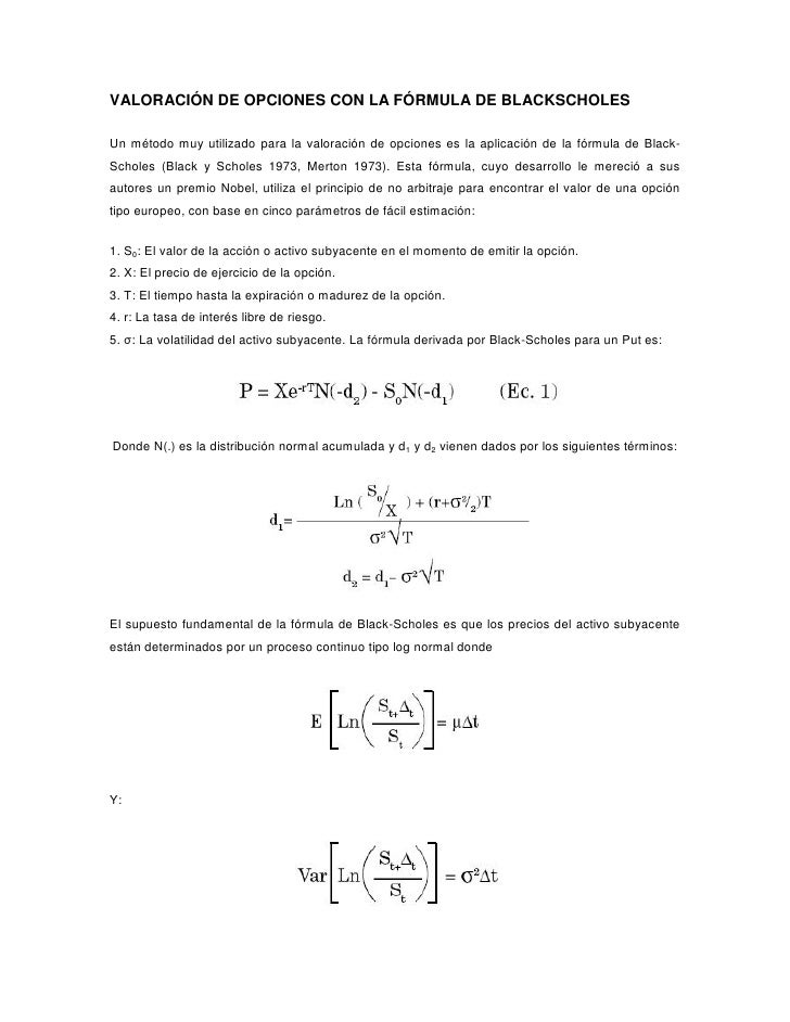 Opción binaria fórmula de black scholes