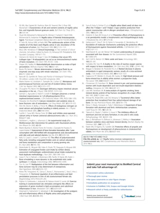 5. Ali MA, Abu Sayeed M, Shahinur Alam M, Yeasmin Mst S, Khan AM,
Muhamad II: Characteristics of oils and nutrient contents of nigella sativa
linn. and trigonella foenum-graecum seeds. Bull Chem Soc Thiop 2012,
26(1):55–64.
6. Shuid AN, Mohamed N, Mohamed IN, Othman F, Suhaimi F, Ramli ESM,
Muhammad N, Soelaiman IN: Nigella sativa: A Potential Antiosteoporotic
Agent. *Evid Based Complement Alternat Med 2012. doi:10.1155/2012/696230.
7. El Tahir KE, Ashour MM, al-Harbi MM: The cardiovascular actions of the
volatile oil of the black seed (Nigella sativa) in rats: elucidation of the
mechanism of action. Gen Pharmacol 1993, 24(5):1123–1131.
8. Moss DW, Henderson R: Clinical Enzymology. In Teitz textbook of clinical
chemistry. 3rd edition. Edited by Burtis CA, Ashwood ER. Philadelphia: W.B.
Saunders Company; 1991:617–721.
9. Clemens JD, Herrick M, Singer F, Eyre DR: Evidence that serum NTx
(collagen type 1 N-telopeptides) can act as an immunochemical marker
of bone resorption. Clin Chem 1997, 7:1251–1258.
10. Draper HH, Hadley M: Malondialdehyde determination as index of lipid
peroxidation. Methods Enzymol 1990, 186:421–431.
11. Bories PN, Bories C: Nitrate determination in biological fluids by an
enzymatic one-step assay with nitrate reductase. Clin Chem 1995,
41(6 Pt 1):904–907.
12. Bancroft JD, Gamble M: Theory and Practice of Histological Techniques.
5th edition. London (UK): Churchill Livingstone; 2002.
13. Mattix Kramer HJ, Grodstein F, Stampfer MJ, Curhan GC: Menopause and
postmenopausal hormone use and risk of incident kidney stones.
J Am Soc Nephrol 2003, 14(5):1272–1277.
14. O’Loughlin PD, Morris HA: Oestrogen deficiency impairs intestinal calcium
absorption in the rat. J Physiol 1998, 511(Pt 1):313–322.
15. Gennari C, Agnusdei D, Nardi P, Civitelli R: Estrogen preserves a normal
intestinal responsiveness to 1,25-dihydroxyvitamin D3 in
oophorectomized women. J Clin Endocrinol Metab 1990, 71(5):1288–1293.
16. Sheweita SA, Khoshhal KI: Calcium metabolism and oxidative stress in
bone fractures: role of antioxidants. Curr Drug Metab 2007, 8(5):519–525.
17. Dick IM, Devine A, Beilby J, Prince RL: Effects of endogenous estrogen on
renal calcium and phosphate handling in elderly women. Am J Physiol
Endocrinol Metab 2005, 288:E430–E435.
18. Carrillo C, Cavia MD, Alonso-Torre SR: Oleic acid inhibits store-operated
calcium entry in human colorectal adenocarcinoma cells. Eur J Nutr 2012,
51(6):677–684.
19. Skoldstam L, Hagfors L, Johansson G: An experimental study of a
Mediterranean diet intervention for patients with rheumatoid arthritis.
Ann Rheum Dis 2003, 62:208.
20. Martin-Bautista E, Muñoz-Torres M, Fonolla J, Quesada M, Poyatos A,
Lopez-Huertas E: Improvement of bone formation biomarkers after 1-year
consumption with milk fortified with eicosapentaenoic acid, docosahexaenoic
acid, oleic acid, and selected vitamins. Nutr Res 2010, 30(5):320–326.
21. Kelly O, Cusack S, Jewell C, Cashman KD: The effect of polyunsaturated
fatty acids, including conjugated linoleic acid, on calcium absorption
and bone metabolism and composition in young growing rats.
Br J Nutr 2003, 90:743–750.
22. Ritzenthaler KL, Mcguire MK, Falen R, Shultz TD, Dasgupta N, Mcguire MA:
Estimation of conjugated linoleic acid intake by written dietary
assessment methodologies underestimates actual intake evaluated by
food duplicate methodology. J Nutr 2001, 131:1548–1554.
23. Grassi F, Fan X, Rahnert J, Weitzmann MN, Pacifici R, Nanes MS, Rubin J:
Bone e/modeling is more dynamic in the endothelial nitric oxide
synthase(−/−) mouse. Endocrinology 2006, 147(9):4392–4399.
24. Yun AJ, Lee PY: Maldaptation of the link between inflammation and
bone turnover may be a key determinant of osteoporosis.
Med Hypotheses 2004, 63(3):532–537.
25. Kireev RA, Tresguerres AC, Garcia C, Borras C, Ariznavarreta C, Vara E, Vina J,
Tresguerres JA: Hormonal regulation of pro-inflammatory and lipid
peroxidation processes in liver of old ovariectomized female rats.
Biogerontology 2010, 11(2):229–243.
26. Pighon A, Gutkowska J, Jankowski M, Rabasa-Lhoret R, Lavoie JM: Exercise
training in ovariectomized rats stimulates estrogenic-like effects on
expression of genes involved in lipid accumulation and subclinical
inflammation in liver. Metabolism 2011, 60(5):629–639.
27. Ghannadi A, Hajhashemi V, Jafarabadi H: An investigation of the analgesic
and anti-inflammatory effects of Nigella sativa seed polyphenols.
J Med Food 2005, 8(4):488–493.
28. Suna B, Asha G, Ferhan D, et al: Nigella sativa (black seed) oil does not
affect the T-helper 1 and T-helper 2 type cytokine production from
splenic mononuclear cells in allergen sensitized mice. J Ethnopharmacol
2005, 100(3):295–298.
29. Ozdemir H, Kara MI, Erciyas K, et al: Preventive effects of thymoquinone in
a rat periodontitis model: a morphometric and histopathological study.
J Periodontal Res 2012, 47(1):74–80.
30. Vaillancourt F, Silva P, Shi Q, Fahmi H, Fernandes JC, Benderdour M:
Elucidation of molecular mechanisms underlying the protective effects
of thymoquinone against rheumatoid arthritis. J Cell Biochem 2011,
112(1):107–117.
31. Nakchbandi IA, van der Merwe SW: Current understanding of osteoporosis
associated with liver disease. Nat Rev Gastroenterol Hepatol 2009,
6(11):660–670.
32. Van’t Hof RJ, Ralston SH: Nitric oxide and bone. Immunology 2001,
103:255–261.
33. Sontakke AN, Tare RS: A duality in the roles of reactive oxygen species
with respect to bone metabolism. Clin Chim Acta 2002, 318(1–2):145–148.
34. Maggio D, Barabani M, Pierandrei M, et al: Marked decrease in plasma
antioxidants in aged osteoporotic women: results of a cross-sectional
study. J Clin Endocrinol Metab 2003, 88(4):1523–1527.
35. Cappuccio FP, Meilahn E, Zmuda JM, Cauley JA: High blood pressure and
bone-mineral loss in elderly white women: a prospective study.
The Lancet 1999, 354(9183):971–975.
36. Christensen JO, Svendsen OL: Bone mineral in pre- and postmenopausal
women with insulin-dependent and non-insulin-dependent diabetes
mellitus. Osteoporos Int 1999, 10(4):307–311.
37. Law MR, Hackshaw AK: A meta-analysis of cigarette smoking, bone
mineral density andrisk of hip fracture: recognition of a major effect.
BMJ 1997, 315(7112):841–846.
38. Ahmad NS, Khalid BAK, Luke DA, Nirwana SI: Tocotrienol offers better
protection than tocopherol from free radical-induced damage of rat
bone. Clin Exp Pharmacol Physiol 2005, 32(9):761–770.
39. Ebina Y, Okada, Hamazaki S, Toda Y, Midorikawa O: Impairment of bone
formation with aluminum and ferric nitrilotriacetate complexes.
Calcif Tissue Int 1991, 48(1):28–36.
40. Takeuchi K, Okada S, Yukihiro S, Inoue H: The inhibitory effects of
aluminum and iron on bone formation, in vivo and in vitro study.
Pathophysiology 1997, 4(2):97–104.
41. Basu S, Michaëlsson K, Olofsson H, Johansson S, Melhus H: Association
between oxidative stress and bone mineral density. Biochem Biophys Res
Commun 2001, 288(1):275–279.
42. Nader MA, El-Agamy DS, Suddek GM: Protective effects of propolis and
thymoquinone on development of atherosclerosis in cholesterol-fed
rabbits. Arch Pharm Res 2010, 33(4):637–643.
doi:10.1186/1472-6882-14-22
Cite this article as: Seif: Nigella Sativa reverses osteoporosis in
ovariectomized rats. BMC Complementary and Alternative Medicine
2014 14:22.
Submit your next manuscript to BioMed Central
and take full advantage of:
• Convenient online submission
• Thorough peer review
• No space constraints or color ﬁgure charges
• Immediate publication on acceptance
• Inclusion in PubMed, CAS, Scopus and Google Scholar
• Research which is freely available for redistribution
Submit your manuscript at
www.biomedcentral.com/submit
Seif BMC Complementary and Alternative Medicine 2014, 14:22 Page 8 of 8
http://www.biomedcentral.com/1472-6882/14/22
 