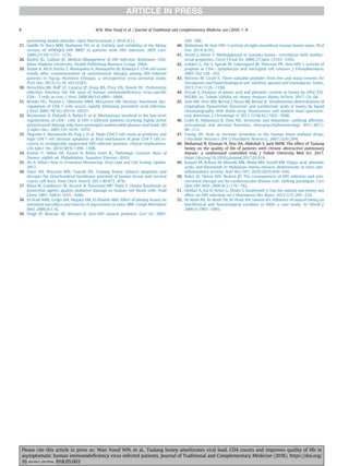 preventing health disorder. Open Nutraceuticals J. 2010;3(1).
27. Saddki N, Noor MM, Norbanee TH, et al. Validity and reliability of the Malay
version of WHOQOL-HIV BREF in patients with HIV infection. AIDS Care.
2009;21(10):1271e1278.
28. Barlett JG, Gallant JE. Medical Management of HIV Infection. Baltimore, USA:
Johns Hopkins University, Health Publishing Business Group; 2004.
29. Asfaw A, Ali D, Eticha T, Alemayehu A, Alemayehu M, Kindeya F. CD4 cell count
trends after commencement of antiretroviral therapy among HIV-infected
patients in Tigray, Northern Ethiopia: a retrospective cross-sectional study.
PLoS One. 2015;(3):10. e0122583.
30. Brenchley JM, Ruff LE, Casazza JP, Koup RA, Price DA, Douek DC. Preferential
infection shortens the life span of human immunodeﬁciency virus-speciﬁc
CD4þ T cells in vivo. J Virol. 2006;80(14):6801e6809.
31. Brooks DG, Teyton L, Oldstone MBA, McGavern DB. Intrinsic functional dys-
regulation of CD4 T cells occurs rapidly following persistent viral infection.
J Virol. 2005;79(16):10514e10527.
32. Benveniste O, Flahault A, Rollot F, et al. Mechanisms involved in the low-level
regeneration of CD4þ cells in HIV-1-infected patients receiving highly active
antiretroviral therapy who have prolonged undetectable plasma viral loads. JID
(J Infect Dis). 2005;191:1670e1679.
33. Negredo E, Massanella M, Puig J, et al. Nadir CD4 T cell count as predictor and
high CD4 T cell intrinsic apoptosis as ﬁnal mechanism of poor CD4 T cell re-
covery in virologically suppressed HIV-infected patients: clinical implications.
Clin Infect Dis. 2010;50(9):1300e1308.
34. Kumar V, Abbas AK, Fausto N, Robin Aster JC, Pathologic Contran. Basis of
Disease. eighth ed. Philadelphia: Saunders Elsevier; 2010.
35. No A. What's New in Treatment Monitoring: Viral Load and Cd4 Testing. Update.
2017.
36. Fauzi AN, Norazmi MN, Yaacob NS. Tualang honey induces apoptosis and
disrupts the mitochondrial membrane potential of human breast and cervical
cancer cell lines. Food Chem Toxicol. 2011;49:871e878.
37. Blasa M, Candiracci M, Accorsi A, Piacentini MP, Piatti E. Honey ﬂavonoids as
protection agents against oxidative damage to human red blood cells. Food
Chem. 2007;104(4):1635e1640.
38. El-Arab AME, Girgis SM, Hegazy EM, El-Khalek ABA. Effect of dietary honey on
intestinal microﬂora and toxicity of mycotoxins in mice. BMC Compl Alternative
Med. 2006;6(1):6.
39. Singh IP, Bharate SB, Bhutani K. Anti-HIV natural products. Curr Sci. 2005:
269e290.
40. Behbahani M. Anti-HIV-1 activity of eight monoﬂoral iranian honey types. PLoS
One. 2014;9(10).
41. Atrott J, Henle T. Methylglyoxal in manuka honeydcorrelation with antibac-
terial properties. Czech J Food Sci. 2009;27(Spec.):S163eS165.
42. Gekker G, Hu S, Spivak M, Lokesngard JR, Peterson PK. Anti-HIV-1 activity of
propolis in CD4þ lymphocyte and microglial cell cultures. J Ethnopharmacol.
2005;102:158e163.
43. Moreno M, Giralt E. Three valuable peptides from bee and wasp venoms for
therapeutic and biotechnological use: melittin, apamin and mastoparan. Toxins.
2015;7(4):1126e1150.
44. Kıvrak Ş. Analysis of amino acid and phenolic content in honey by UPLC-ESI-
MS/MS. In: Toledo VdAAd, ed. Honey Analysis. Rijeka. InTech; 2017. Ch. 04.
45. Soto ME, Ares AM, Bernal J, Nozal MJ, Bernal JL. Simultaneous determination of
tryptophan, kynurenine, kynurenic and xanthurenic acids in honey by liquid
chromatography with diode array, ﬂuorescence and tandem mass spectrom-
etry detection. J Chromatogr A. 2011;1218(42):7592e7600.
46. Cools R, Nakamura K, Daw ND. Serotonin and dopamine: unifying affective,
activational, and decision functions. Neuropsychopharmacology. 2011;36(1):
98e113.
47. Young SN. How to increase serotonin in the human brain without drugs.
J Psychiatr Neurosci: JPN (J Psychiatry Neurosci). 2007;32(6):394.
48. Muhamad R, Draman N, Aziz AA, Abdullah S, Jaeb MZM. The effect of Tualang
honey on the quality of life of patients with chronic obstructive pulmonary
disease: a randomized controlled trial. J Taibah University Med Sci; 2017.
https://doi.org/10.1016/j.jtumed.2017.05.014.
49. Kassim M, Achoui M, Mustafa MR, Mohd MA, Yusoff KM. Ellagic acid, phenolic
acids, and ﬂavonoids in Malaysian honey extracts demonstrate in vitro anti-
inﬂammatory activity. Nutr Res (NY). 2010;30(9):650e659.
50. Baker JV, Henry WK, Neaton JD. The consequences of HIV infection and anti-
retroviral therapy use for cardiovascular disease risk: shifting paradigms. Curr
Opin HIV AIDS. 2009;4(3):176e182.
51. Heidari A, Zia H, Amiri G, Afsahi S, Sarahroodi S. Has the natural raw honey any
effect on HIV infection. Int J Pharmaceut Res Biosci. 2012;1(5):205e210.
52. Al-Waili NS, Al-Waili TN, Al-Waili AN, Saloom KS. Inﬂuence of natural honey on
biochemical and hematological variables in AIDS: a case study. Sci World J.
2006;6:1985e1989.
W.N. Wan Yusuf et al. / Journal of Traditional and Complementary Medicine xxx (2018) 1e8
8
Please cite this article in press as: Wan Yusuf WN, et al., Tualang honey ameliorates viral load, CD4 counts and improves quality of life in
asymptomatic human immunodeﬁciency virus infected patients, Journal of Traditional and Complementary Medicine (2018), https://doi.org/
10.1016/j.jtcme.2018.05.003
View publication stats
View publication stats
 