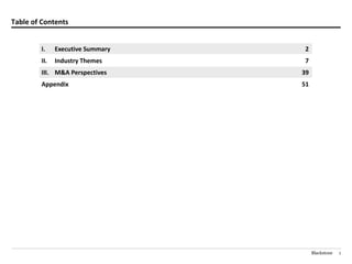 Table of Contents


         I.    Executive Summary   2
         II.   Industry Themes     7
         III. M&A Perspectives     39
         Appendix                  51




                                        Blackstone   1
 