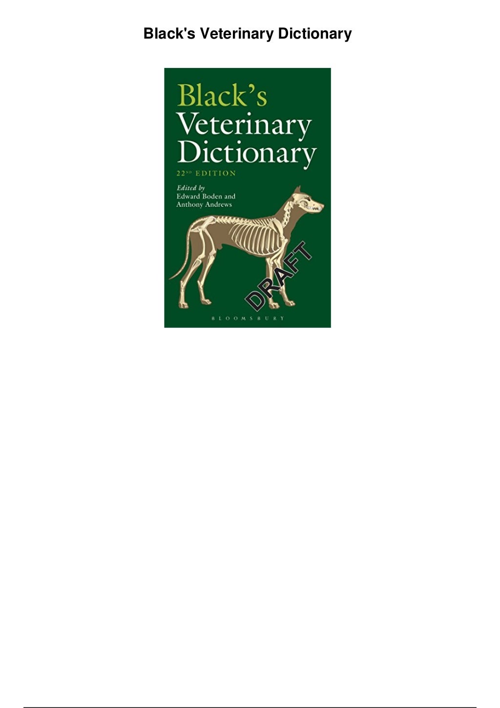 Blacks veterinary dictionary pdf