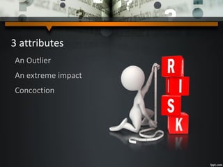 3 attributes
An Outlier
An extreme impact
Concoction
 