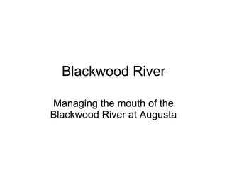 Blackwood River Managing the mouth of the Blackwood River at Augusta 