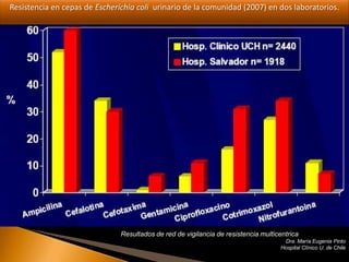 Resistencia en cepas de Escherichia coli urinario de la comunidad (2007) en dos laboratorios.




                               Resultados de red de vigilancia de resistencia multicentrica
                                                                                      Dra. María Eugenia Pinto
                                                                                     Hospital Clínico U. de Chile
 