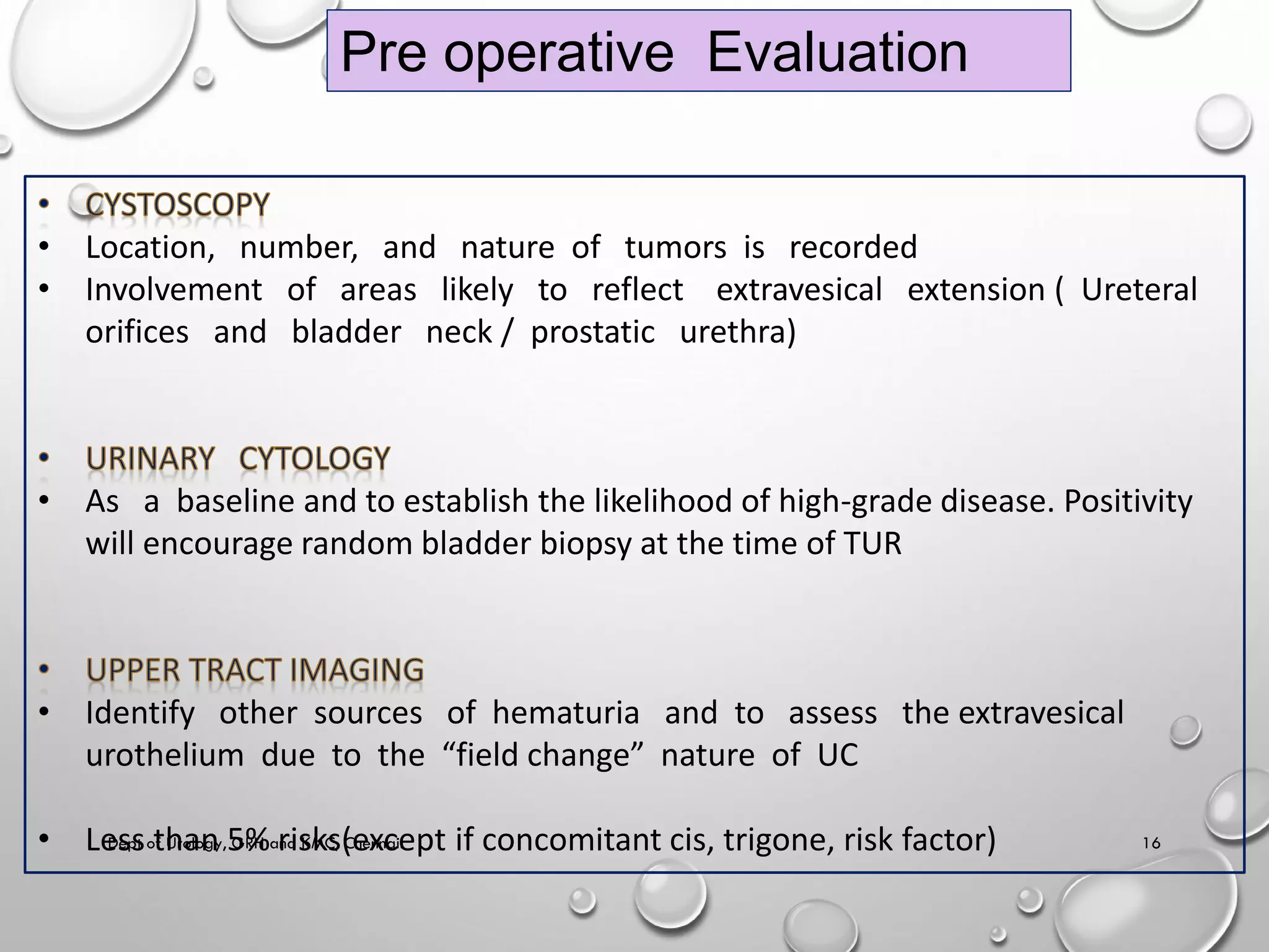 Non muscle invasive bladder carcinoma - management | PDF