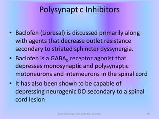 Polysynaptic Inhibitors Bladder neurogenic- management- medical | PDF