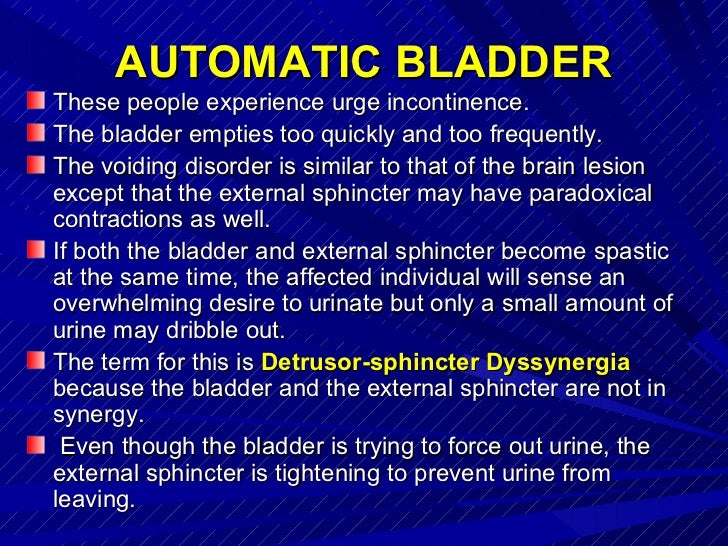 Bladder involvement in spine disorders