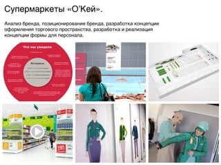 Супермаркеты «ОʼКей».9
Анализ бренда, позиционирование бренда, разработка концепции  
оформления торгового пространства, разработка и реализация  
концепции формы для персонала. 9
217 | !’"#$ | 27% &'(%)* 2012
«+,( -,./,0 1%-»
2(34&516 78&(&987*
,.:%;&8< /3-8&/8&
= -%/383(60 384%)&0
-&5,;&1,* 387>8785>%8
2(34&516 -% 57%;4& %78<
-& ?%78%, '(,034,87* ,7/&8<
@& /&77&0 -%
.43(35&987*, '&/%86
-% (&.53(&A,5&98
«B&783 7'(&C,5&98,
A83 ;4% -&034,87*»
@& ?-3;,0 '(34>/8&0
-%8 7(3/& ;34-378,
= ,-8%(-%8% ?3D-3
-&E8, ?-3D%7853 D&)3:
-& (&:38> 4%87/3E
')3F&4/, @%78&-4&(8-6% '(37<:6, -&'(,?%(, 4&8<
'3'(3:35&8< />73A%/ ;38353E '(34>/1,,,
73'(353D4&987* 38/&.3?
G3 -%/383(60 835&(35
-%53.?3D-3 438*->8<7*
"),%-8&? -% -(&5,87*
/&(83A/& '3783*--3;3
'3/>'&8%)*, 8&/ /&/ 3-&
-% *5)*%87* -&/3',8%)<-
-3E, /&/ 5 «2%(%/(%78/%»
!"# $% &'()*+(
«!’"%E — H83 -,/3;4& ,* -*,%»
«!’"%E — H83 5 '%(5>9 3A%(%4< .*/'(.»
«!’"%E — H83 012*."'# 3/#)&0"#'»
«!’"%E — H83 8&/, /&/ 03A%8 0+(*,"»
4,"*/'56
40 | !"#$#%&'()* +,%(#-(). ,/%,01#%)* | 2’345 | 12 '-"#1* 2013
 