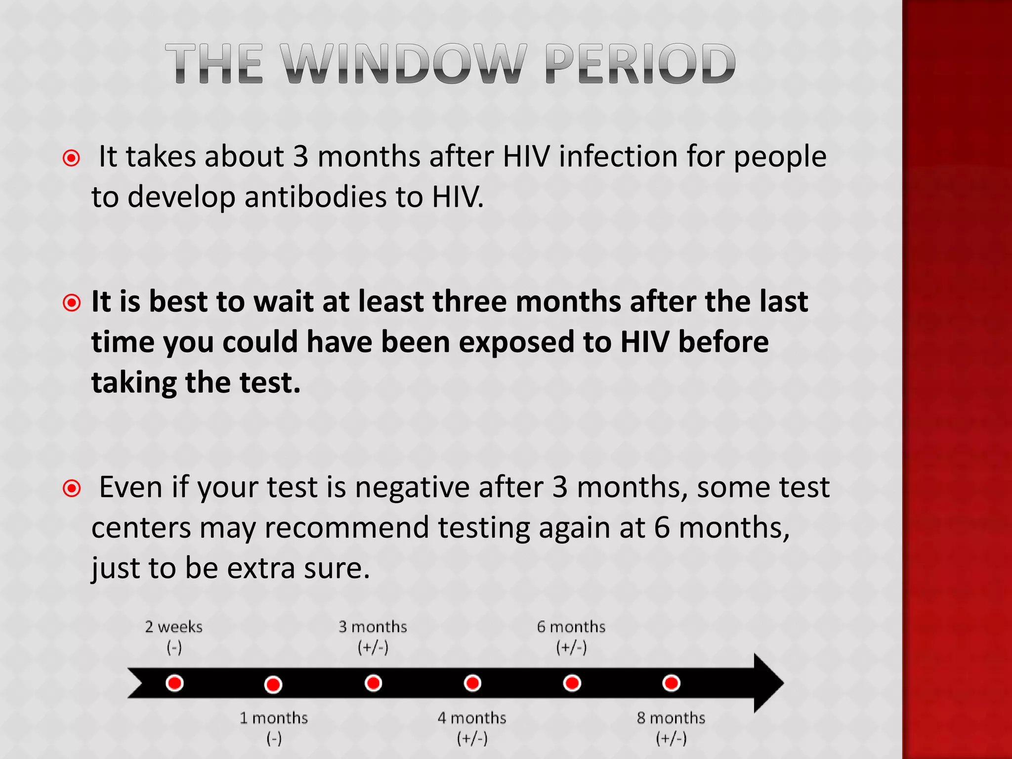 Myths of TransmissionHugging, Kissing or Shaking HandsSharing UtensilsUsing Public BathroomsDonating BloodMosquito Bites