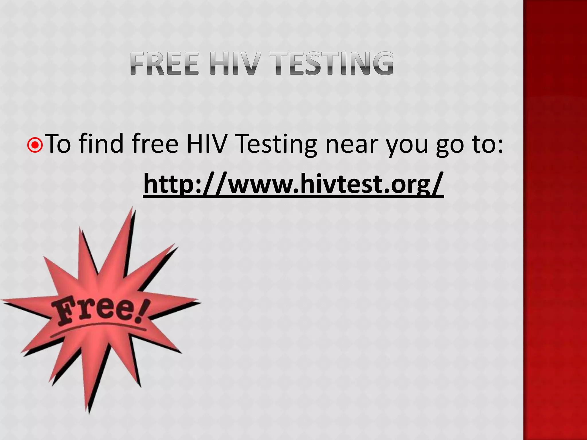 Home Testing Kits1.Purchase kit from a local pharmacy.2. Take your own sample (usually blood sample) 3. Send it off to a laboratory for testing.4. After a few days, the person will call in, with a personal identification code to receive results.