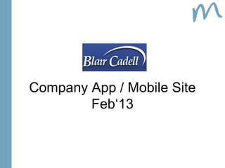 Company App / Mobile Site
        Feb‘13
 