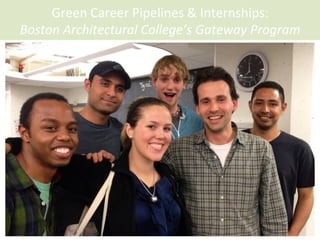 Green	
  Career	
  Pipelines	
  &	
  Internships:	
  	
  
Boston	
  Architectural	
  College’s	
  Gateway	
  Program	
  
 