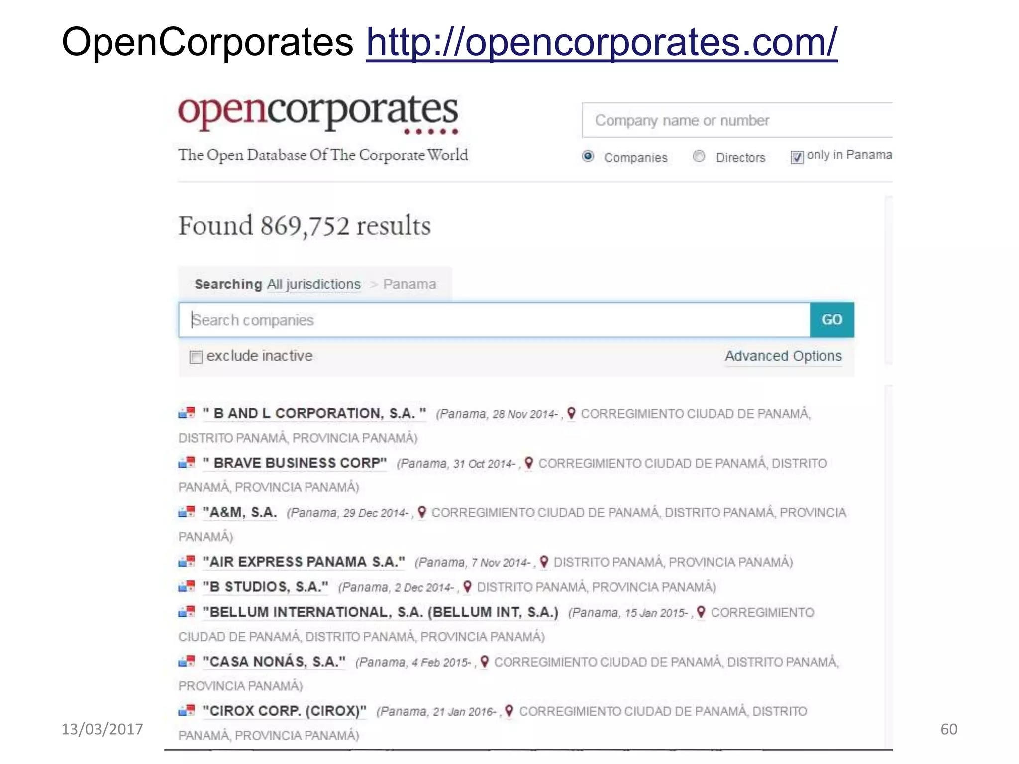 OpenCorporates http://opencorporates.com/
13/03/2017 www.rba.co.uk 60
 