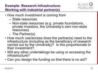 Example: Research Infrastructure:
Working with industrial partner(s)
• How much investment is coming from
– State resource...