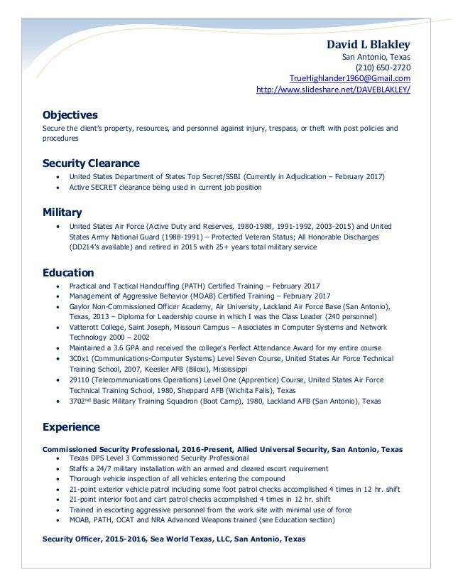 blakley security professional resume 2017 security professional resume