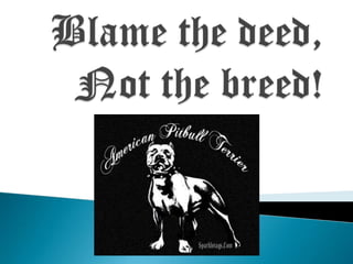 Blame the deed, Not the breed! 