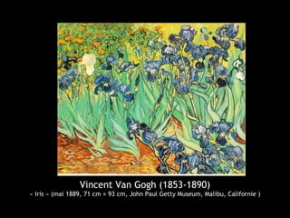 Vincent Van Gogh (1853-1890)
« Iris » (mai 1889, 71 cm × 93 cm, John Paul Getty Museum, Malibu, Californie )
 