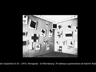 de l'exposition 0.10 » (1915, Petrograd) – St Pétersbourg- 39 tableaux suprématistes de Kasimir Malé
 