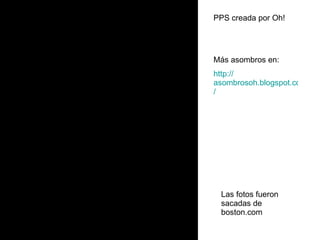 Las fotos fueron sacadas de boston.com PPS creada por Oh! Más asombros en: http :// asombrosoh.blogspot.com /   