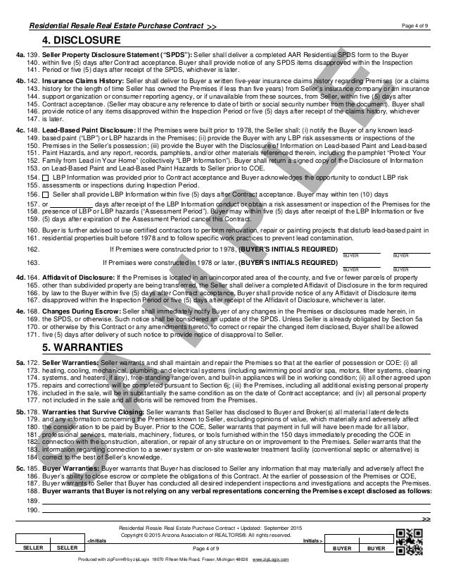 Blank Arizona Real Estate Purchase Contract (Residential Purchase Con…