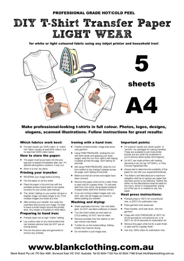 Blank Clothing DIY T-shirt Transfer Paper