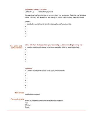 Cv Template Doc 
