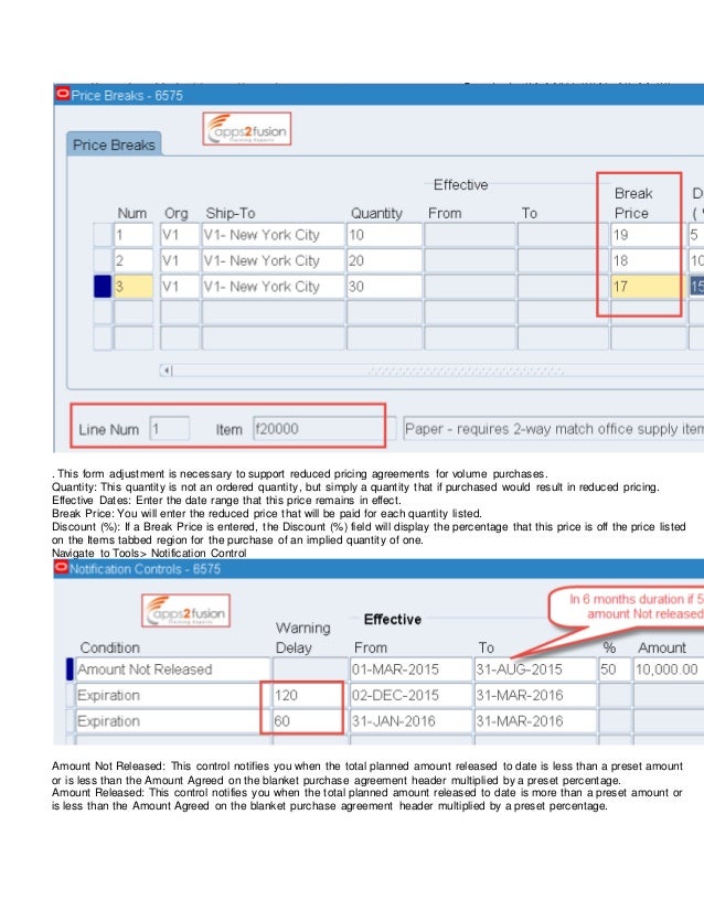 Blanket purchase agreement and blanket release in oracle r12
