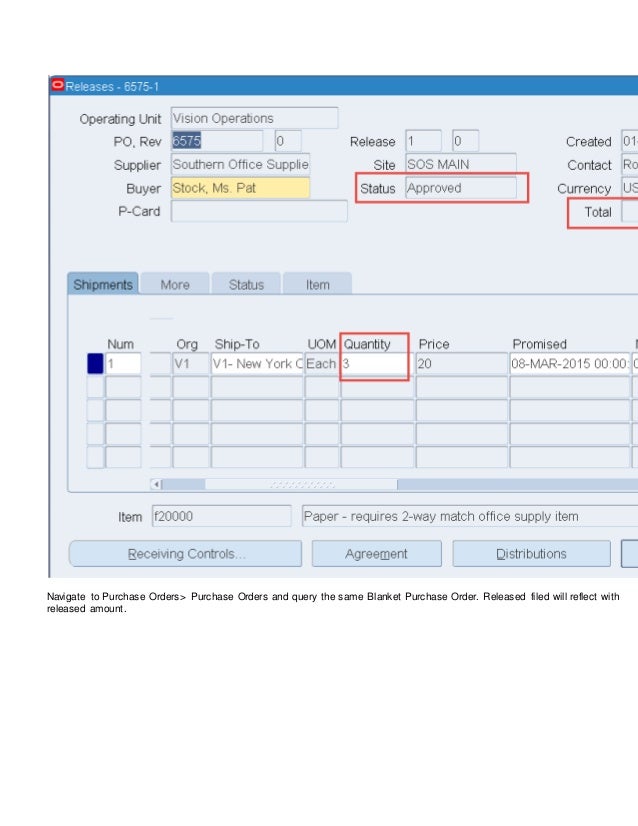 Blanket purchase agreement and blanket release in oracle r12