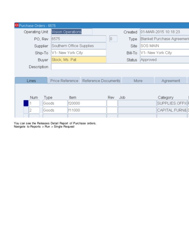 Blanket purchase agreement and blanket release in oracle r12