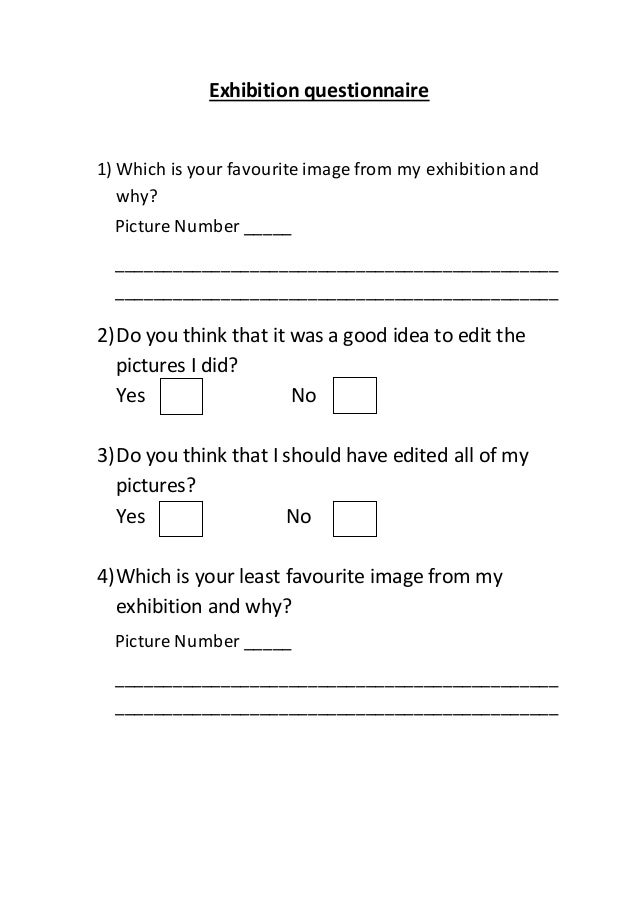Blank exhibition questionnaire