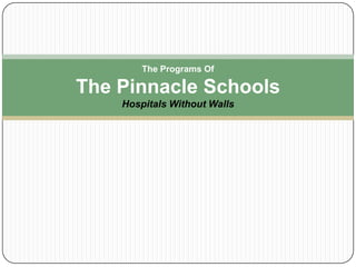 The Programs OfThe Pinnacle SchoolsHospitals Without Walls 