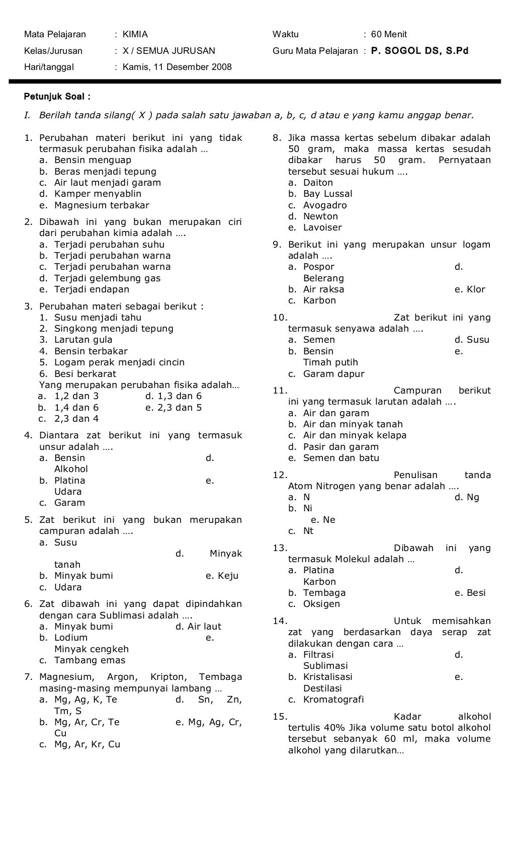 Blanko soal pilihan ganda 1 2008 Blanko soal pilihan ganda 1 2008