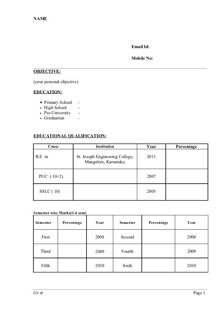free printable fill in the blank resume templates