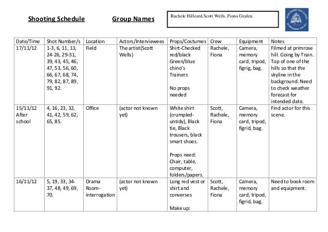 blank school schedule