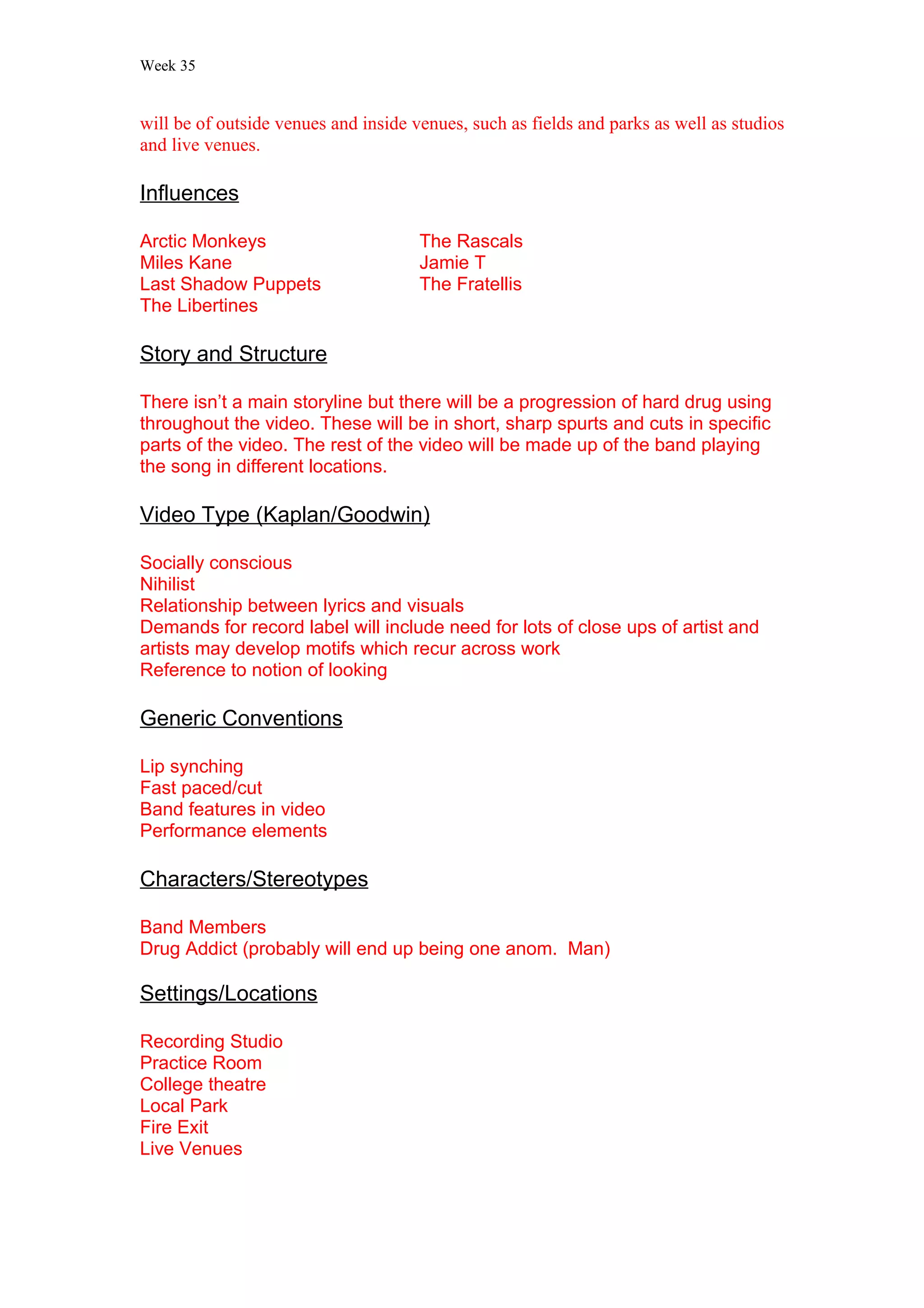 Blank treatment music video doc PDF