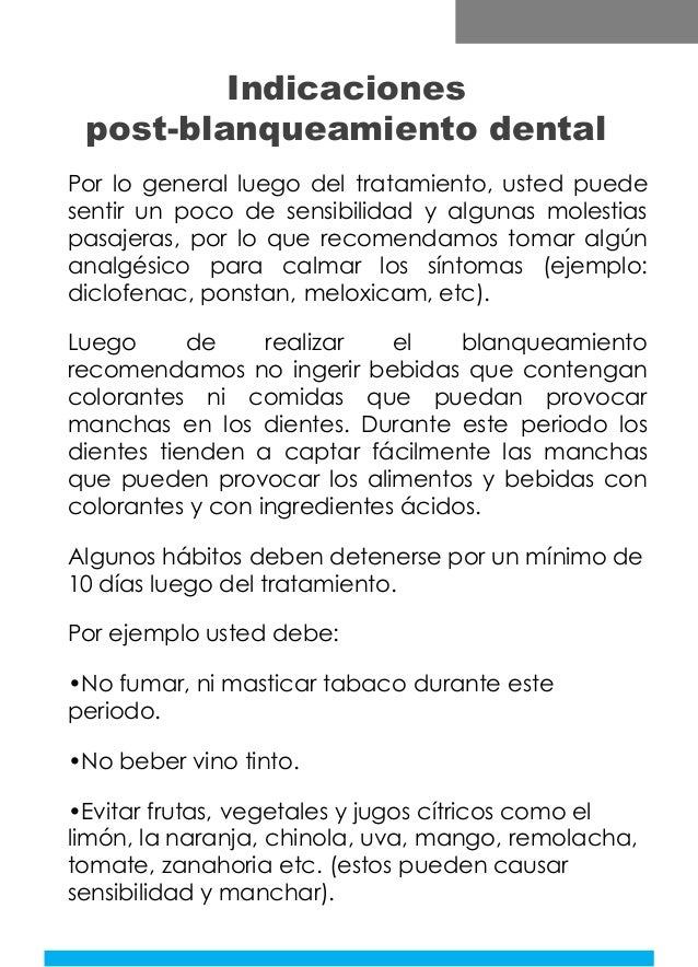 Indicaciones postblanqueamiento dental