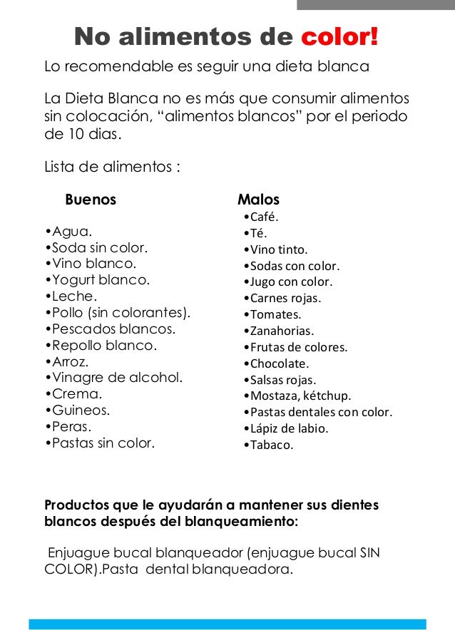 Indicaciones postblanqueamiento dental