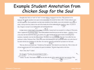 Coleman’s Classroom www.clmn.net
Example Student Annotation from
Chicken Soup for the Soul
 