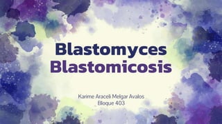 Blastomyces
Blastomicosis
Karime Araceli Melgar Avalos
Bloque 403
 