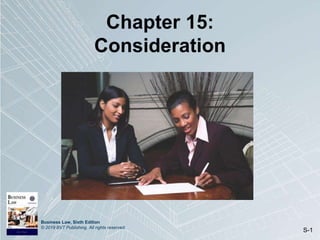Business Law, Sixth Edition
© 2019 BVT Publishing. All rights reserved.
S-1
Chapter 15:
Consideration
 