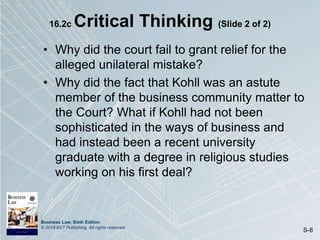 Chapter 16: Genuine Assent and Contractual Capacity | PPT