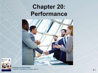 Business Law, Sixth Edition
© 2019 BVT Publishing. All rights reserved.
S-1
Chapter 20:
Performance
 