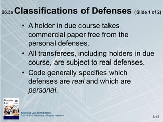 Chapter 26: Holders in Due Course and Defense | PPTX
