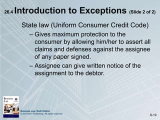 Exceptions Consumer Rights Chapter 26: Holders in Due Course and Defense | PPTX