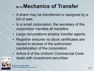 Chapter 38: Financial and Operational Features of Corporations PPT