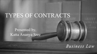 TYPES OF CONTRACTS
Presented by,
Katta Ananya Sree
 