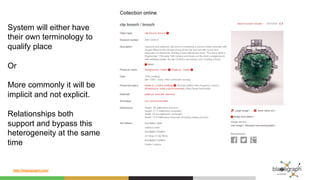 http://blazegraph.com/
System will either have
their own terminology to
qualify place
Or
More commonly it will be
implicit and not explicit.
Relationships both
support and bypass this
heterogeneity at the same
time
 