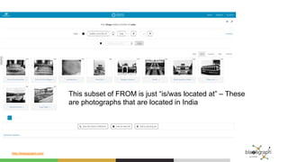 http://blazegraph.com/
This subset of FROM is just “is/was located at” – These
are photographs that are located in India
 